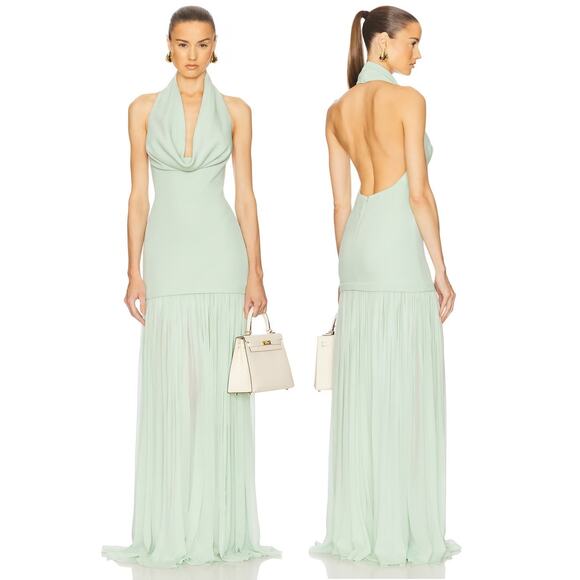 Helsa The Gallery Dress Halter Neck Formal Wedding Guest Elegant *FLAW* Mint S - Picture 11 of 13